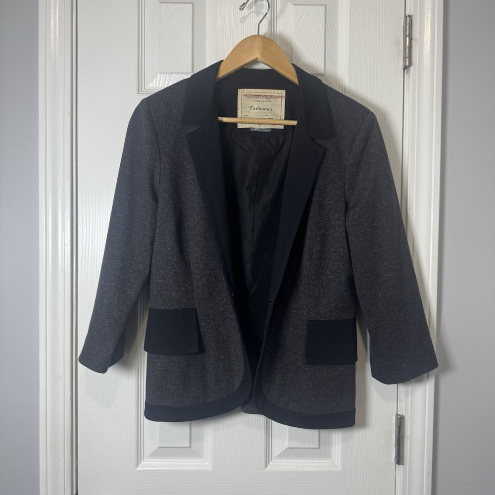 Cartonnier Anthropologie Blazer Womens 6 Black One Button Hang Open‎